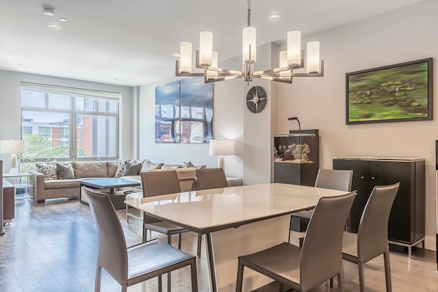 dining room with light wood-type flooring