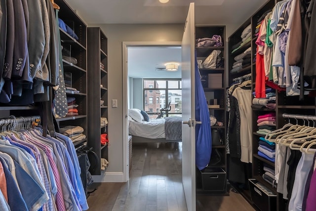 spacious closet featuring hardwood / wood-style floors