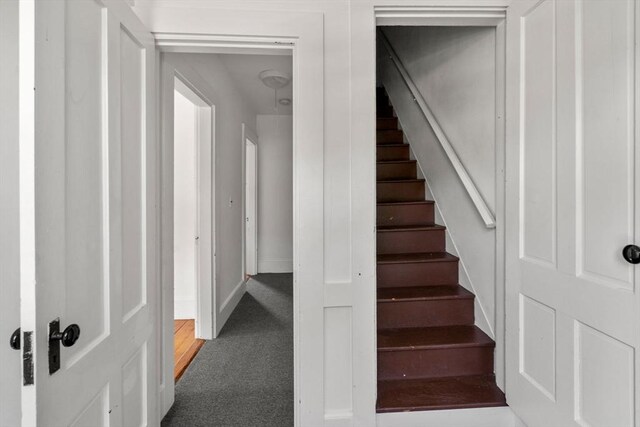 381 Hunnewell St Unit 381, Needham, MA 02494 - stairway with carpet floors and baseboards
