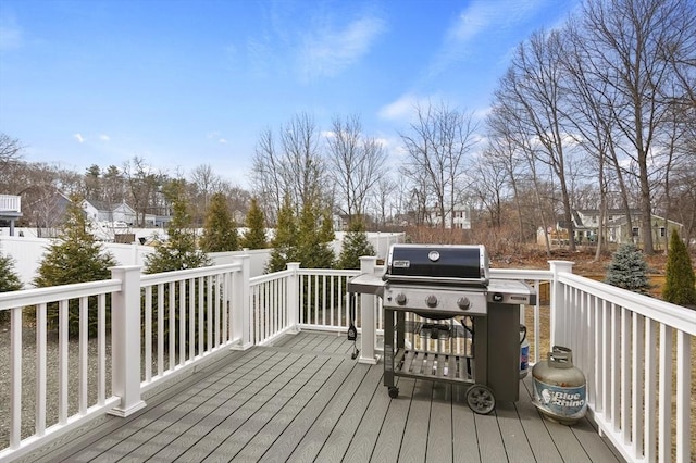 wooden terrace featuring a fenced backyard