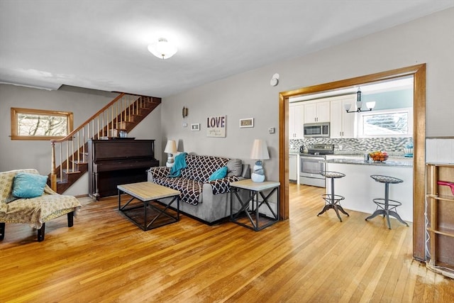 living room featuring light hardwood / wood-style floors