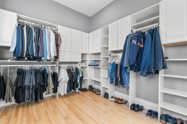 walk in closet featuring light wood-type flooring