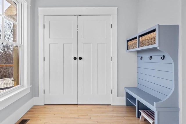 mudroom featuring light wood-type flooring