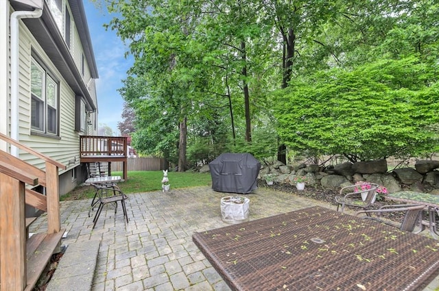 view of patio / terrace with stairway