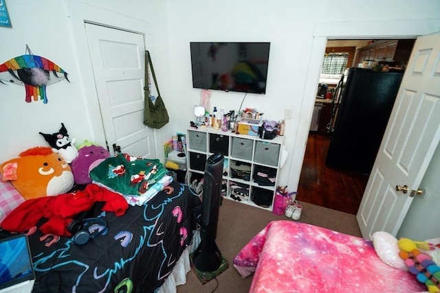 27 Morgan St, Fairhaven, MA 02719 - carpeted bedroom featuring freestanding refrigerator
