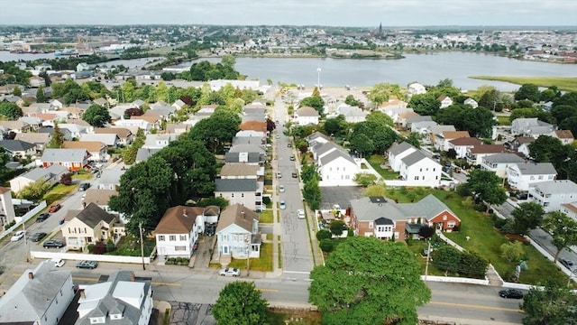 27 Morgan St, Fairhaven, MA 02719 - aerial overview of property's location featuring nearby suburban area and a large body of water