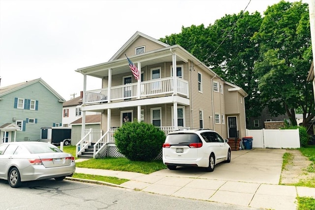 27 Morgan St, Fairhaven, MA 02719 - view of front of house featuring a porch and a balcony