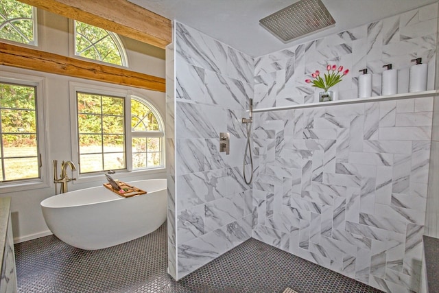 bathroom with plus walk in shower