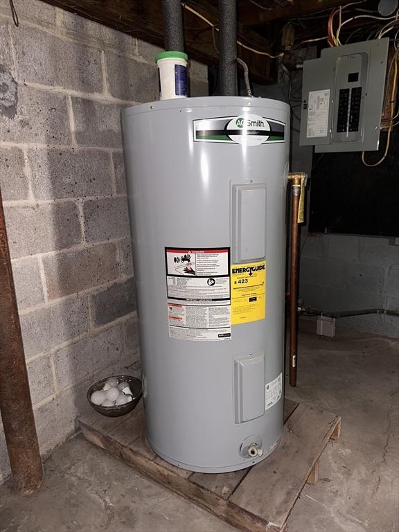 250 Gresham St, Springfield, MA 01119 - utility room with electric water heater and electric panel