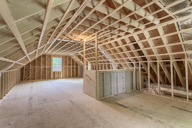 view of unfinished attic