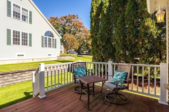 deck with a lawn