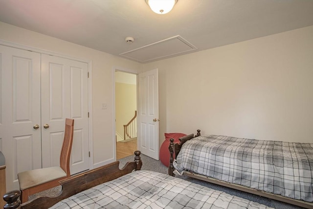 619 Pond St, Weymouth, MA 02190 - carpeted bedroom with attic access and a closet