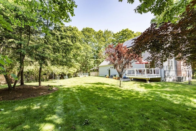619 Pond St, Weymouth, MA 02190 - view of yard with a wooden deck