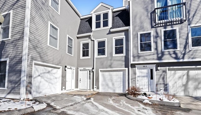 exterior space featuring a garage