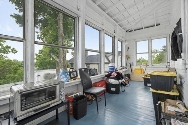45-47 Crescent St, Swampscott, MA 01907 - sunroom featuring vaulted ceiling, wood finished floors, and wood ceiling