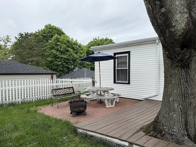 45-47 Crescent St, Swampscott, MA 01907 - wooden terrace featuring an outdoor fire pit