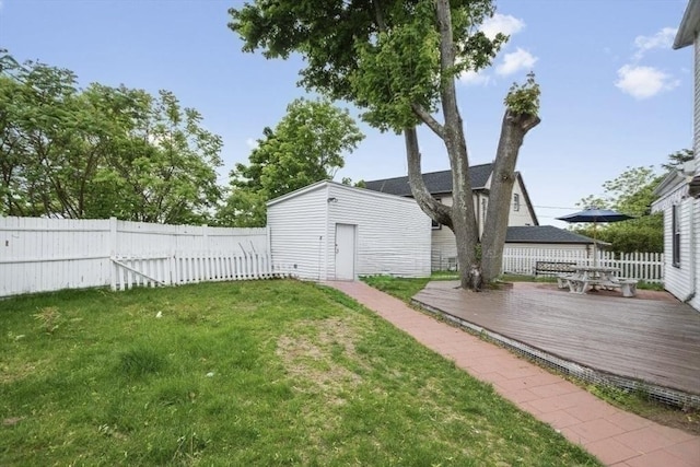 45-47 Crescent St, Swampscott, MA 01907 - view of yard with a wooden deck and an outdoor structure