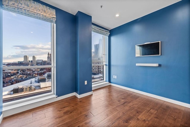 empty room with hardwood / wood-style flooring