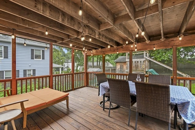 109 Euclid Ave, Pittsfield, MA 01201 - wooden terrace with outdoor dining area and an outdoor structure