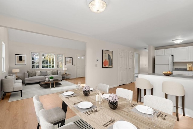 dining room with light hardwood / wood-style flooring