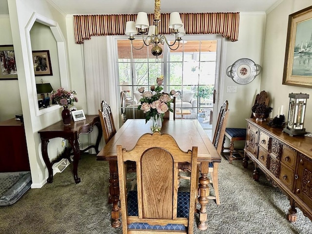 1408 Fox Run, Middleboro, MA 02346 - carpeted dining room featuring a chandelier and crown molding