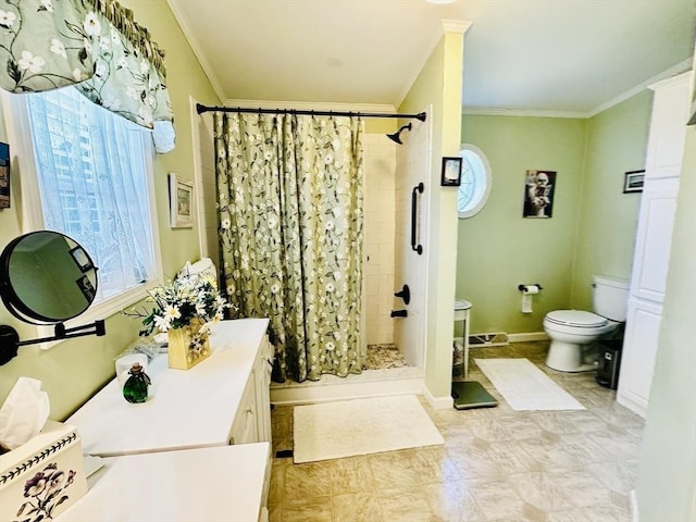 1408 Fox Run, Middleboro, MA 02346 - full bathroom featuring crown molding, vanity, and a stall shower