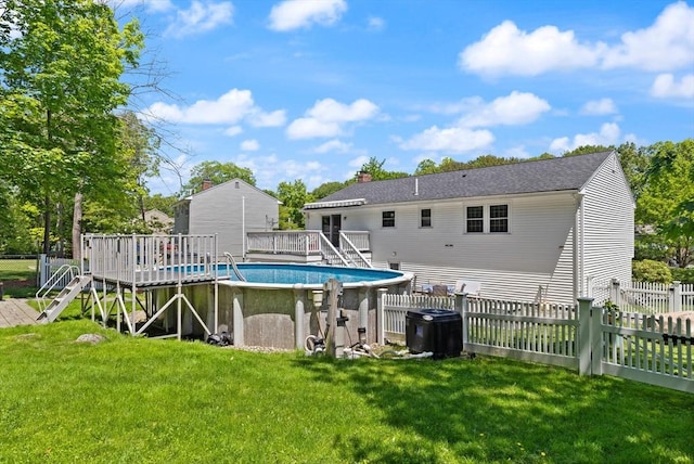 10 Lisa Ln, Reading, MA 01867 - swimming pool featuring a wooden deck and stairway
