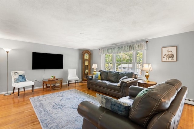 10 Lisa Ln, Reading, MA 01867 - living room featuring light wood finished floors, a textured ceiling, and baseboards