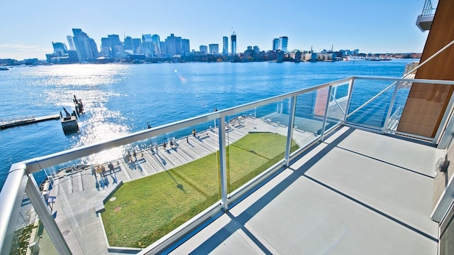 balcony with a water view