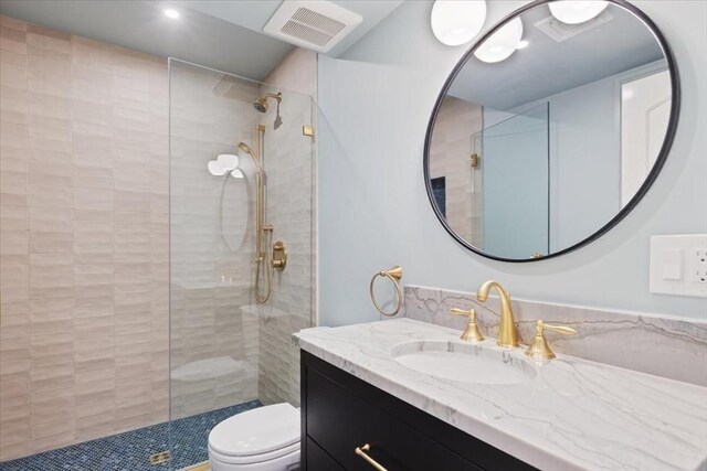 197-199 Winchester St, Brookline, MA 02446 - full bathroom with toilet, vanity, walk in shower, and recessed lighting