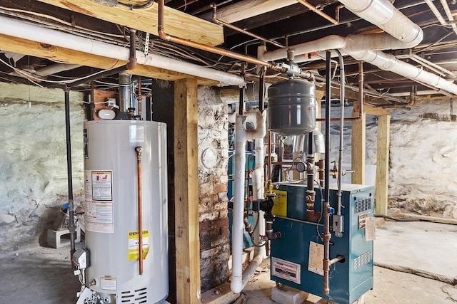 utility room featuring water heater