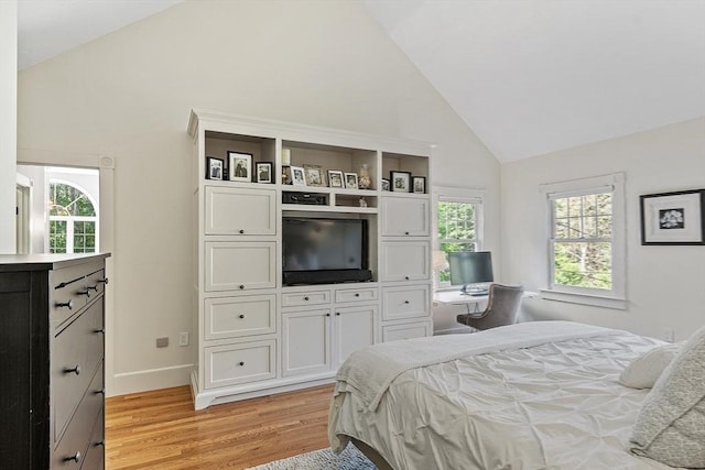 74 Charter Rd, Acton, MA 01720 - bedroom featuring high vaulted ceiling and light wood-style floors