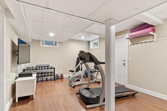 74 Charter Rd, Acton, MA 01720 - workout room featuring wood finished floors and baseboards