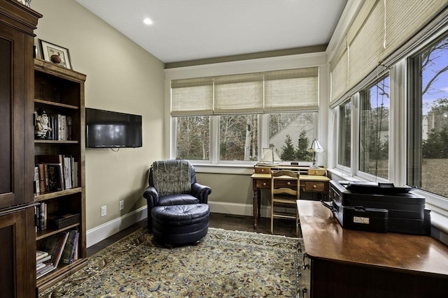 office featuring dark wood-type flooring