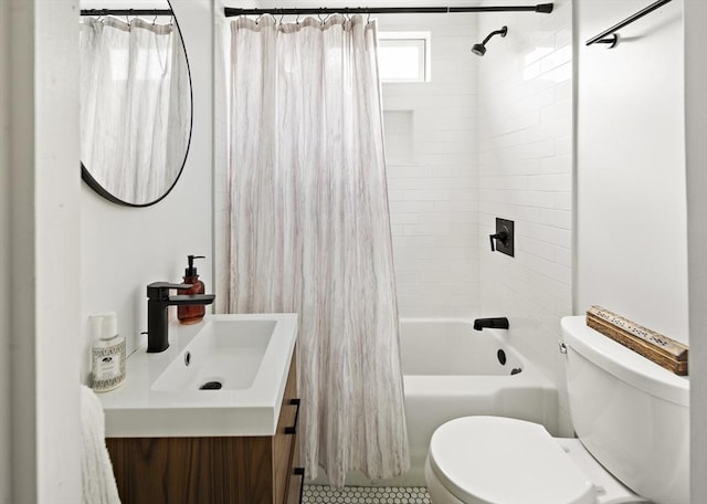 50 Triton Ave, Winthrop, MA 02152 - bathroom featuring toilet, vanity, shower / bathtub combination with curtain, and tile patterned flooring