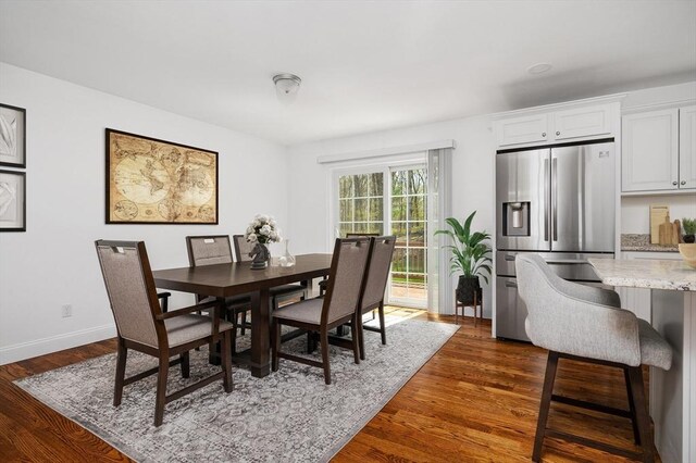 dining room with baseboards and dark wood-style floors
