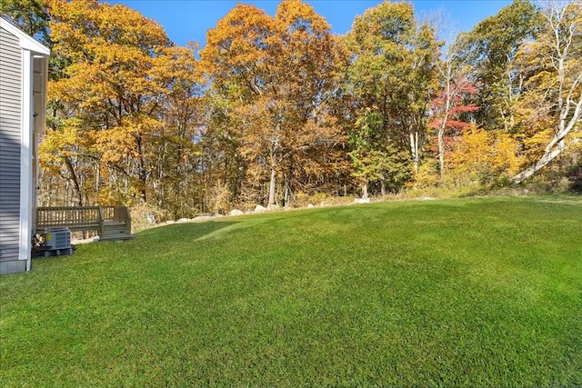 view of yard featuring central AC unit