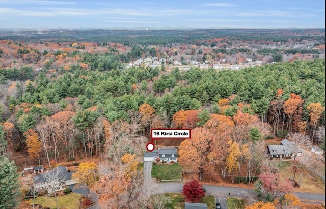 16 Kirsi Cir, Westford, MA 01886 - aerial overview of property's location featuring a heavily wooded area