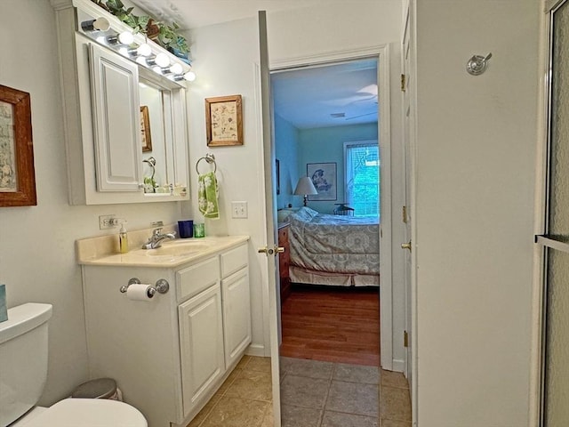 5 Boyle Rd, Gill, MA 01354 - full bathroom with vanity, tile patterned flooring, connected bathroom, and a shower with door