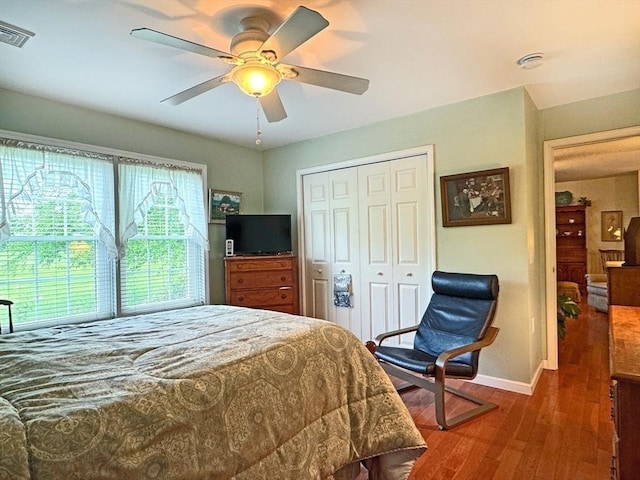 5 Boyle Rd, Gill, MA 01354 - bedroom featuring a closet, wood finished floors, and ceiling fan