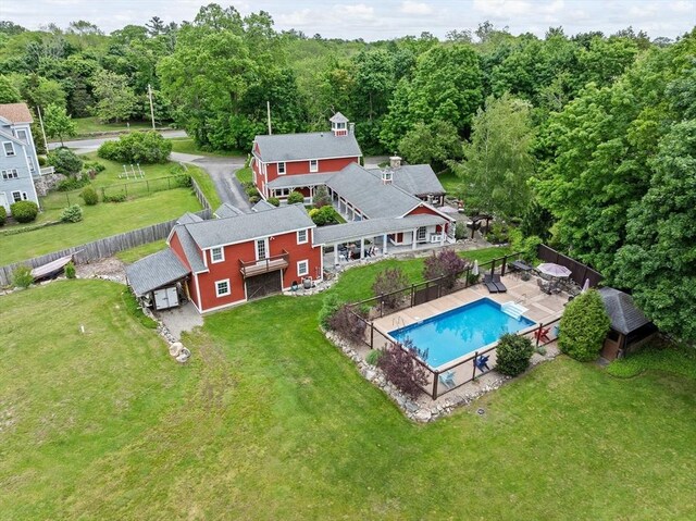 3 Side Hill Rd, Hingham, MA 02043 - view of subject property with a pool area and a heavily wooded area