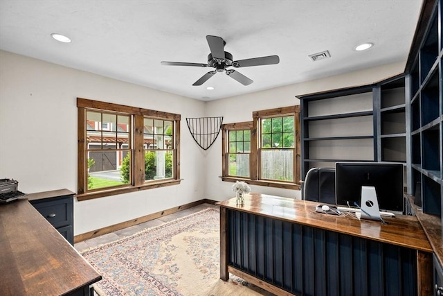 3 Side Hill Rd, Hingham, MA 02043 - office space with baseboards, ceiling fan, and recessed lighting