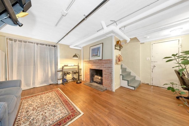 living room with hardwood / wood-style floors