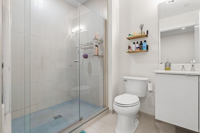 121 Portland St Unit 505, Boston, MA 02114 - bathroom featuring a shower stall, tile patterned floors, and vanity
