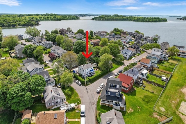 134 Hampton Cir, Hull, MA 02045 - aerial perspective of suburban area with a large body of water