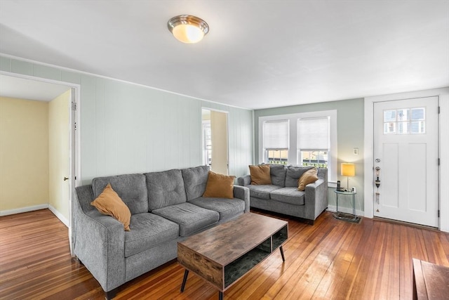 134 Hampton Cir, Hull, MA 02045 - living area with hardwood / wood-style floors and baseboards
