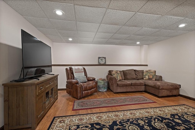 living room with light hardwood / wood-style flooring