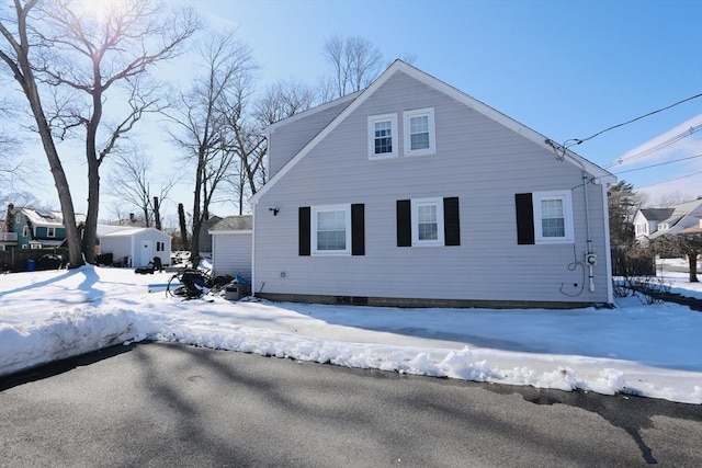 view of snow covered exterior