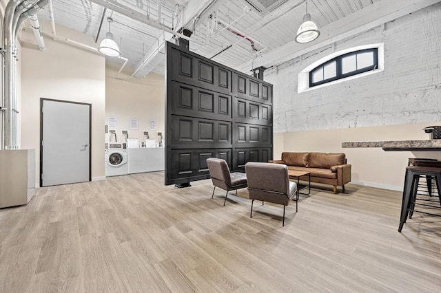 building lobby with washing machine and dryer