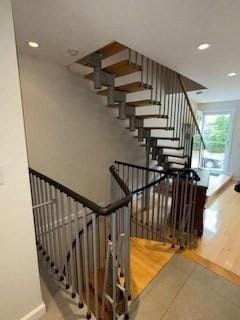 100 E 6th St Unit 2, Dracut, MA 01826 - stairs featuring recessed lighting and baseboards